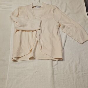 Sag Harbor Ivory Knit Open Cardigan Sweater V-Neck Long Sleeve Women X-Large